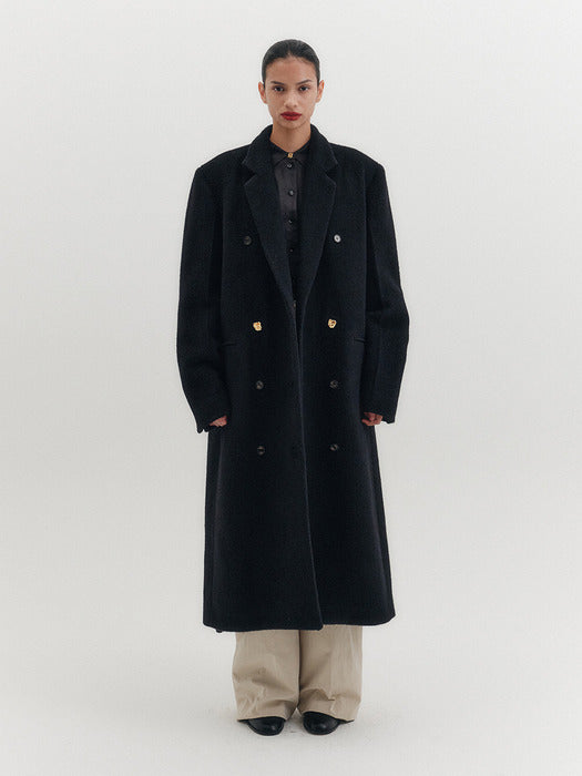 Eenk Tailored Belted Long Coat - Black