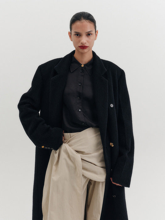 Eenk Tailored Belted Long Coat - Black