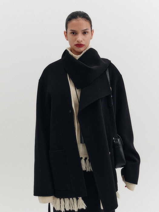 Eenk Handmade Shawl Collar Coat - Black