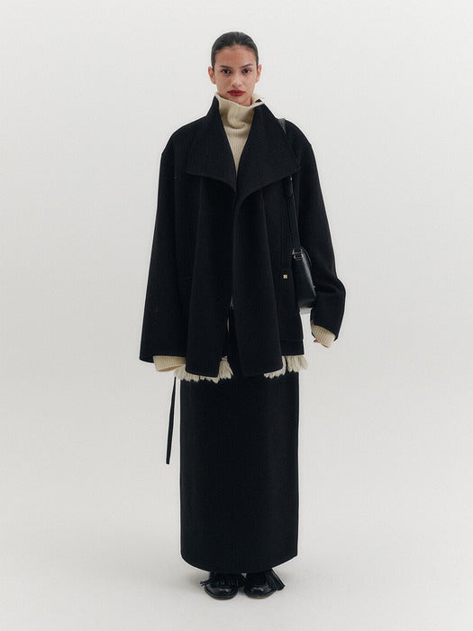 Eenk Handmade Shawl Collar Coat - Black