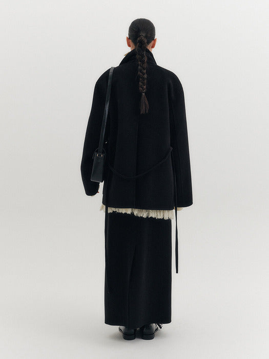 Eenk Handmade Shawl Collar Coat - Black