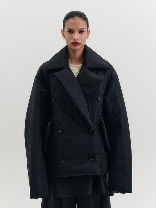 Eenk Oversized Padded Short Coat - Black