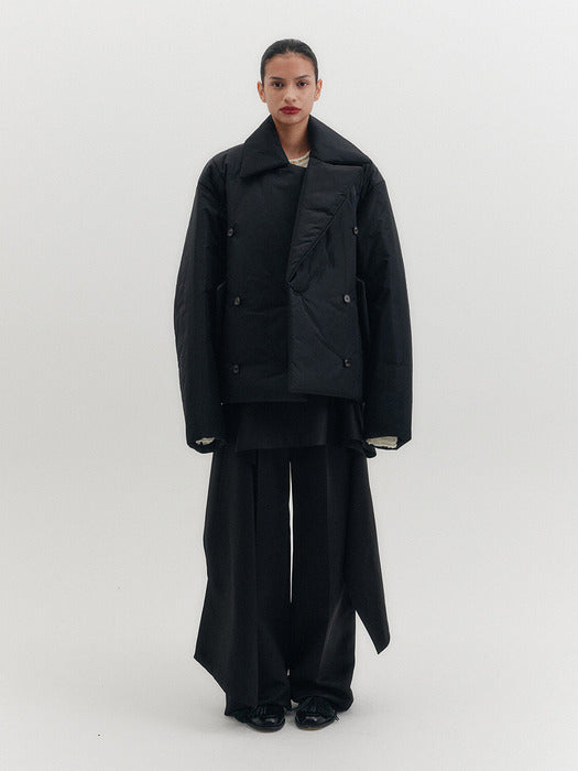 Eenk Oversized Padded Short Coat - Black
