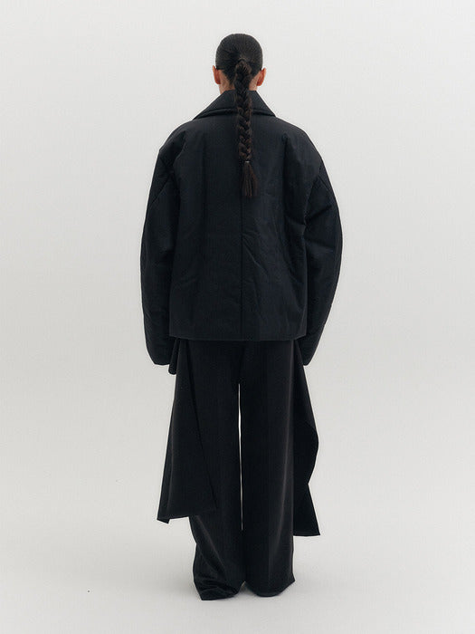 Eenk Oversized Padded Short Coat - Black