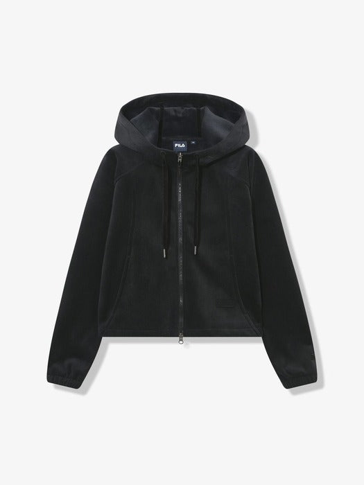 Velour Corduroy Fleece-Lined Hooded Zip-Up_FS254FT02F004_001