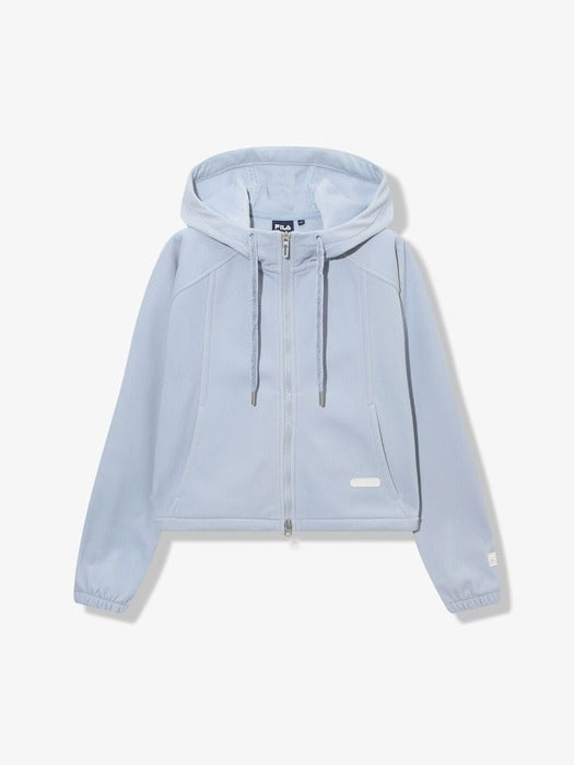 Velour Corduroy Fleece-Lined Hooded Zip-Up_FS254FT02F004_442
