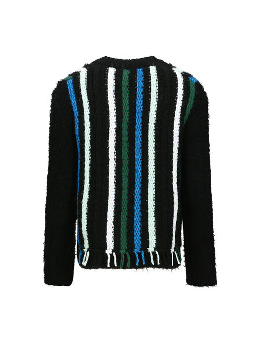 [andersson bell] UNISEX V-NECK REVERSE STRIPE SWEATER atb1350u(BLACK)