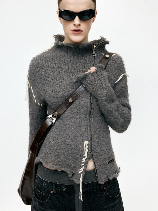 [andersson bell] HARLOW DAMAGED KNIT JACKET atb1388w(GREY)