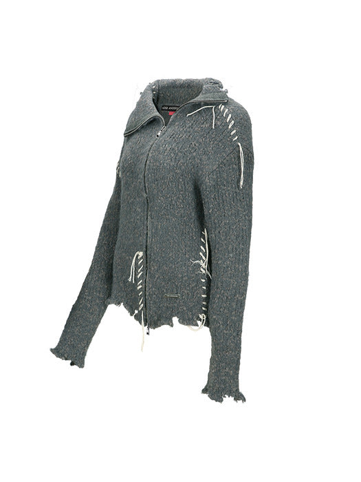 [andersson bell] HARLOW DAMAGED KNIT JACKET atb1388w(GREY)