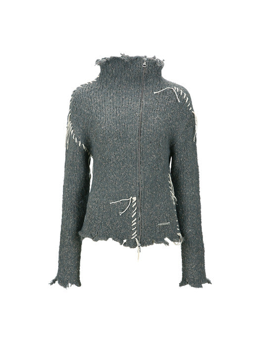 [andersson bell] HARLOW DAMAGED KNIT JACKET atb1388w(GREY)