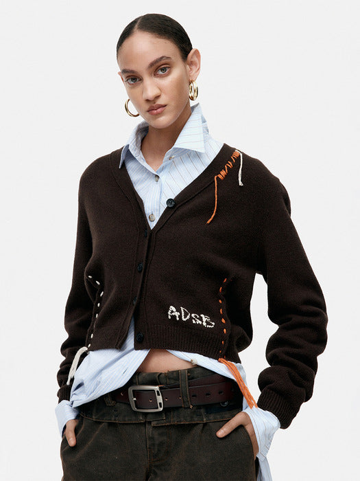 [andersson bell] MORGAN HAND STITCHED KNIT CARDIGAN atb1382w(BROWN)