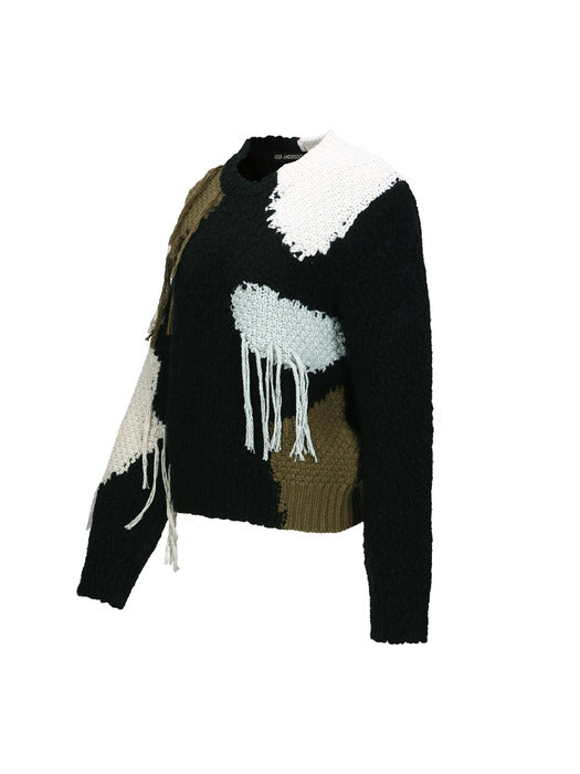 [andersson bell] SYLVIA ABSTRACT PATCHWORK SWEATER atb1365w(BLACK)