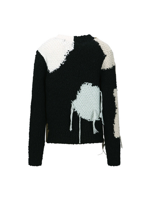 [andersson bell] SYLVIA ABSTRACT PATCHWORK SWEATER atb1365w(BLACK)