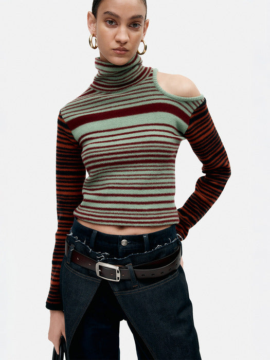 [andersson bell] ELODIE MULTI STRIPE CUT-OUT TOP atb1356w(GREEN)