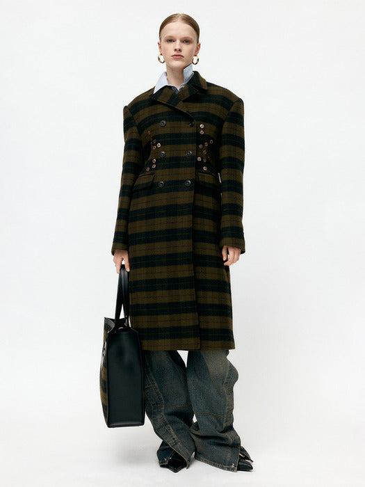 [andersson bell] LACIE CHECK BUTTONS COAT awa726w(GREEN)