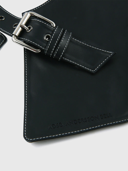 [andersson bell] UNISEX LEATHER SLASH SCARF aaa489u(BLACK)