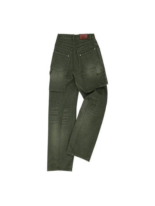 [andersson bell] UNISEX RAPTOR LAYERED WIDE-LEG JEANS apa837u(WASHED GREEN)