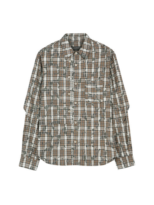 [andersson bell] CHECK LAYERED SHIRT atb1368m(BEIGE)