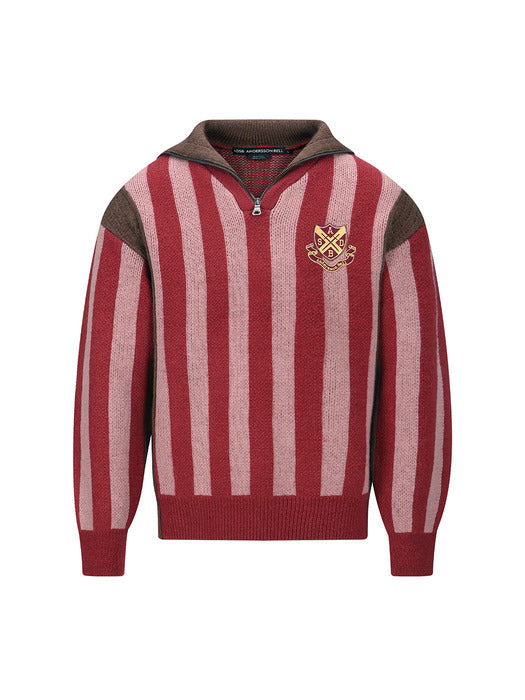 [andersson bell] ADSB HALF ZIP-UP EMBLEM SWEATER atb1370m(RED)