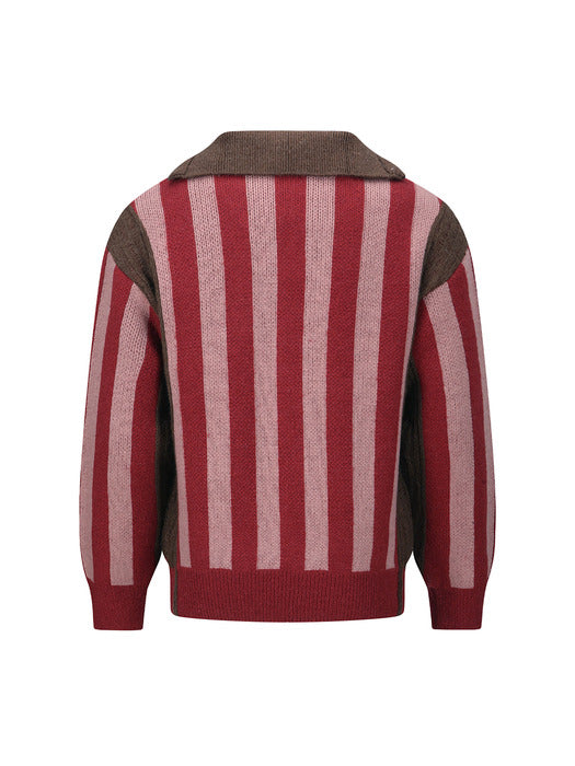[andersson bell] ADSB HALF ZIP-UP EMBLEM SWEATER atb1370m(RED)