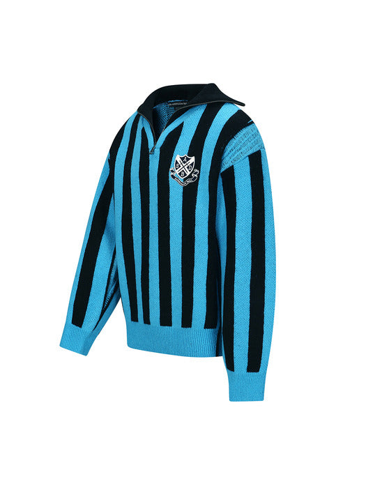 [andersson bell] ADSB HALF ZIP-UP EMBLEM SWEATER atb1370m(BLUE)