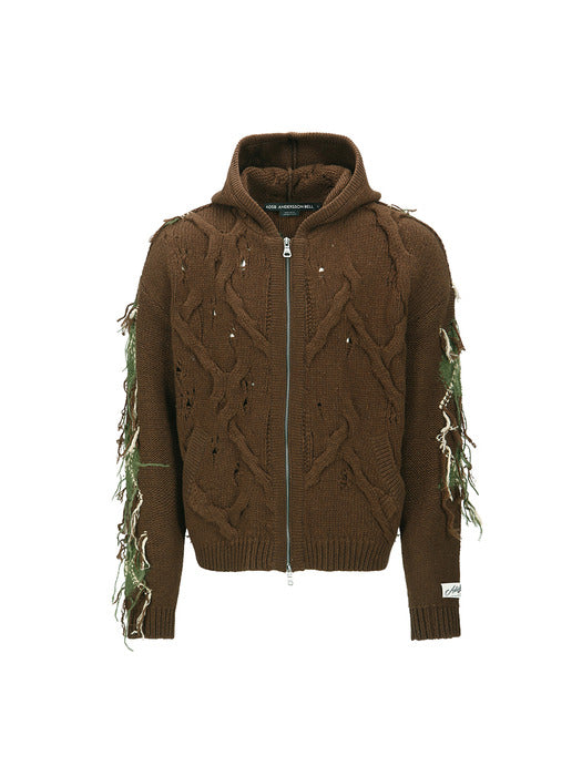 [andersson bell] UNISEX ARGYLE FISHERMAN HOOD ZIP-UP atb1347u(BROWN)