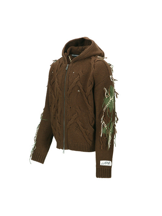 [andersson bell] UNISEX ARGYLE FISHERMAN HOOD ZIP-UP atb1347u(BROWN)