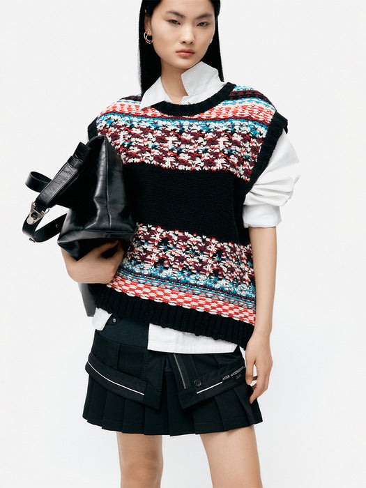 [andersson bell] UNISEX NORDIC CREWNECK VEST atb1336u(BLACK)