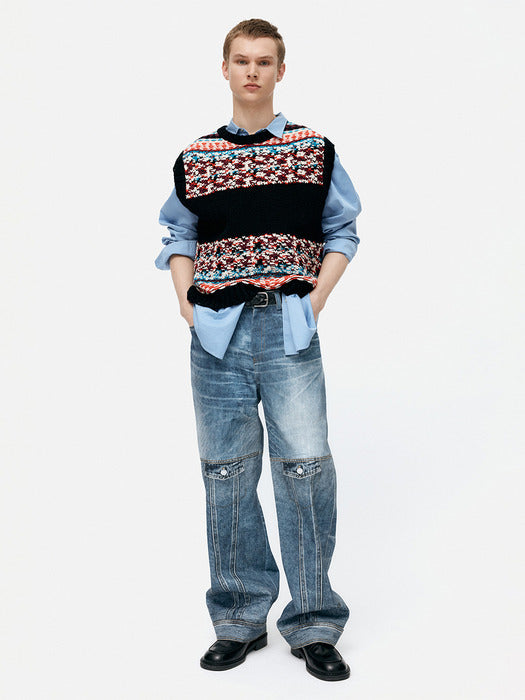 [andersson bell] UNISEX NORDIC CREWNECK VEST atb1336u(BLACK)