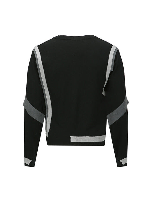 [andersson bell] LAYERED CREWNECK SWEATER atb1334m(BLACK)