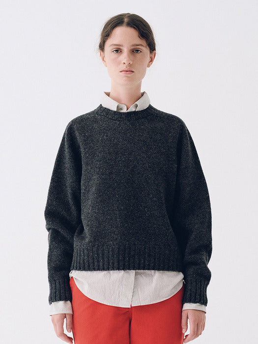 Nothing Written Bunny Wool Pullover Knit (Deep Charcoal)