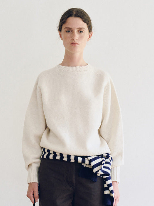 Nothing Written Bunny Wool Pullover Knit (Pure Ivory)