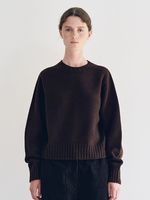 Nothing Written Bunny Wool Pullover Knit (D. Brown)