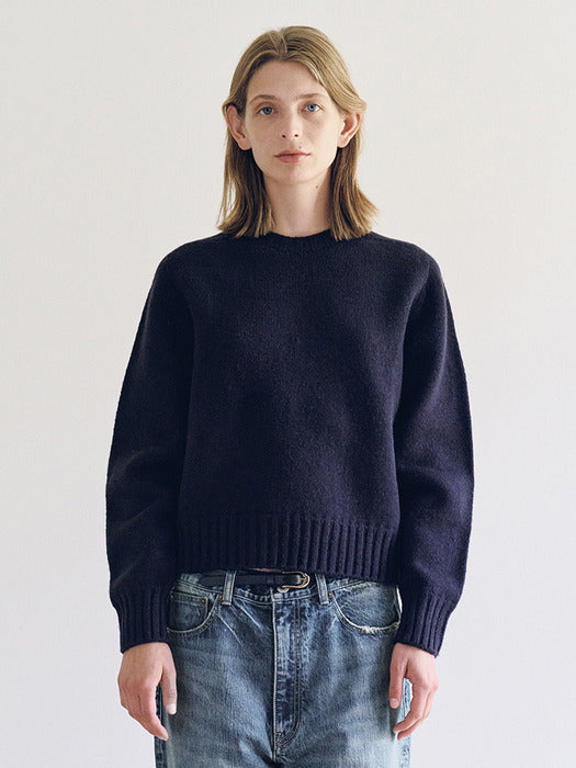 Nothing Written Bunny Wool Pullover Knit (Navy)
