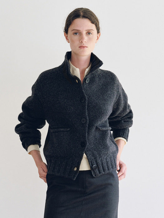 [nothing written] Marrie Soft Pocket Cardigan (Charcoal)