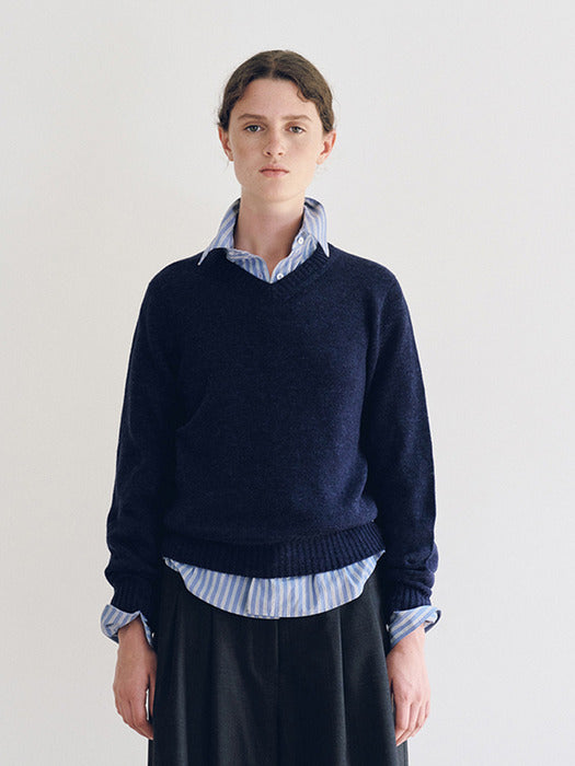 [nothing written] Marsh V-Neck Pullover (Navy)