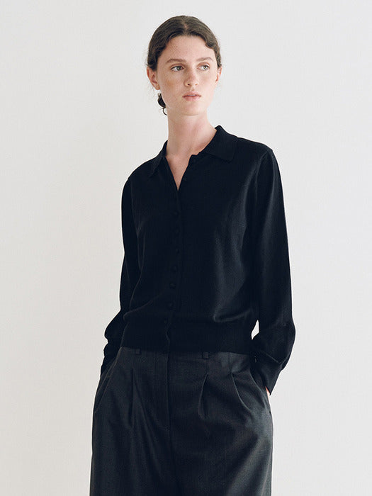 Nothing Written Muffin Button Cardigan (Black)
