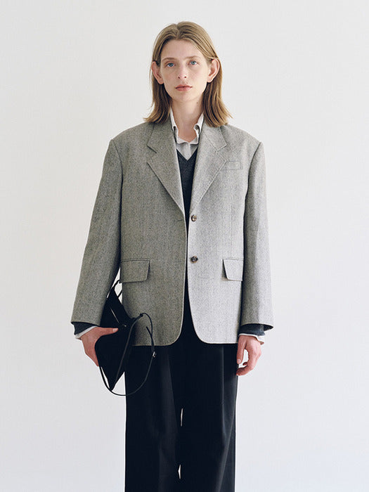 [nothing written] Pries Wool Tailored Jacket (Dusty fatigue)