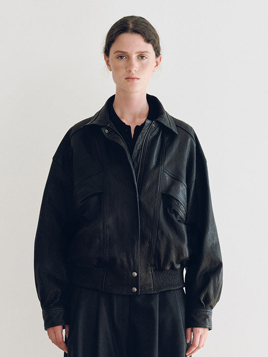 Nothing Written Lambskin Bomber Jacket (Black)