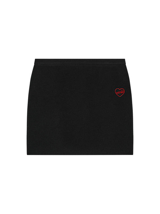 Emis (W) Heart Knit Skirt-Black