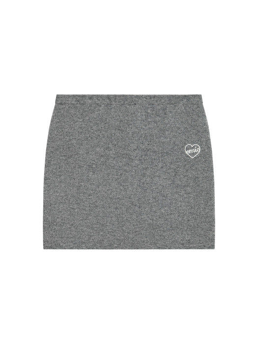 Emis (W) Heart Knit Skirt-Melange Gray