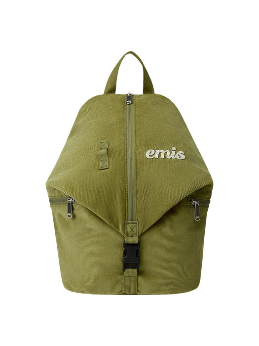 Emis Corduroy Convertible Backpack-Olive