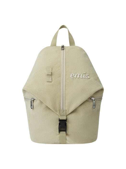 [emis] CORDUROY CONVERTIBLE BACKPACK-BEIGE