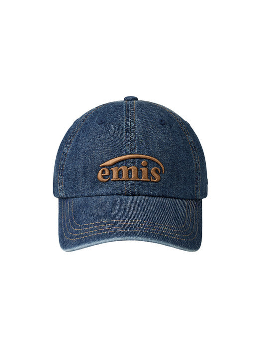 Emis One Tone Washed Denim Ball Cap-Blue Denim