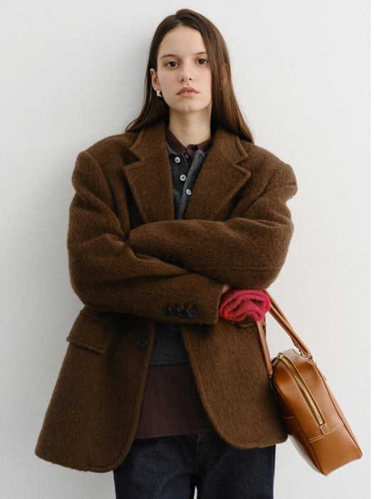 Dunst Unisex Alpaca Blazer Coat Khaki Brown