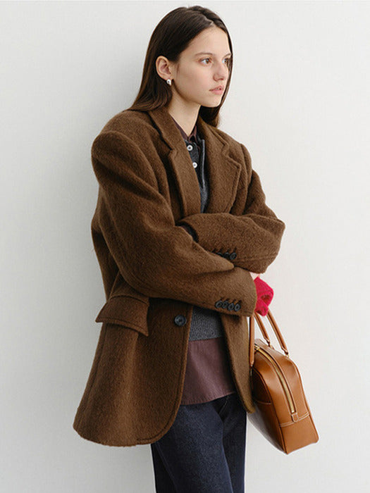 Dunst Unisex Alpaca Blazer Coat Khaki Brown