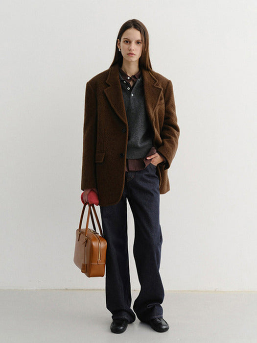 Dunst Unisex Alpaca Blazer Coat Khaki Brown