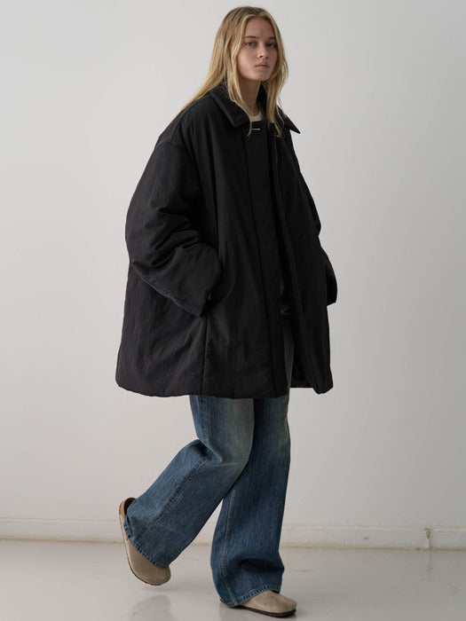 [facade pattern] Padded Half Coat_black