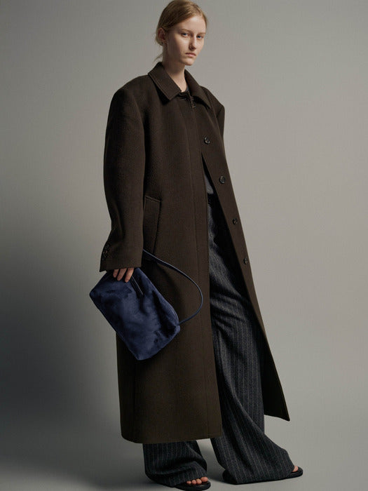 [facade pattern] Cashmere Straight Mac Coat - Dark Brown