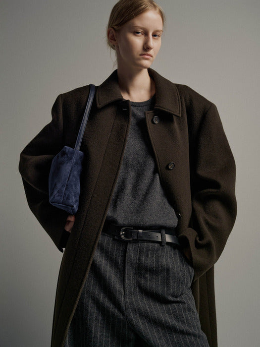 [facade pattern] Cashmere Straight Mac Coat - Dark Brown